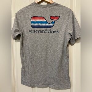 Vineyard Vines Pocket Gray T-Shirt Youth XL Whale Double Sided Graphic Preppy